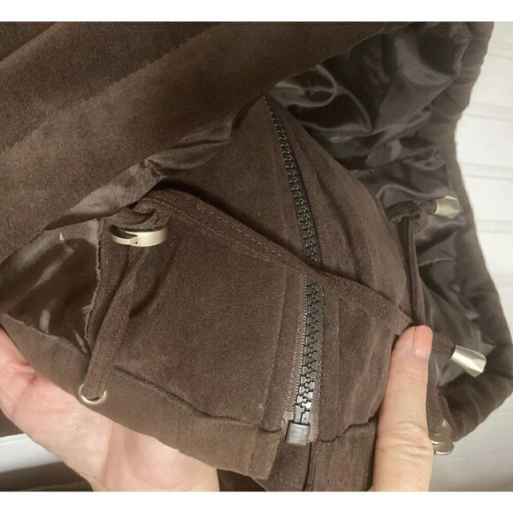 Fleet Street Women’s Faux Suede Toggle Button Zip Front Chocolate Brown Jacket-S - Picture 8 of 16